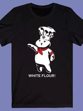 Pillsbury Doughboy White Flour Logo Black T-shirt  250